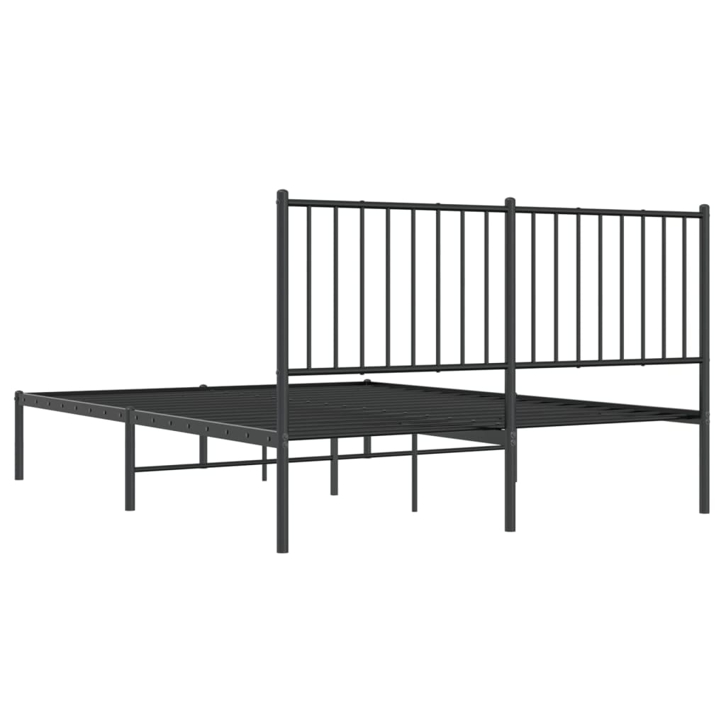 Sengeramme i metall med sengegavl svart 140x200 cm