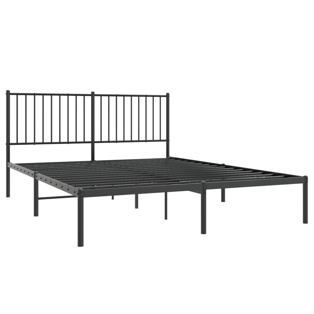 Sengeramme i metall med sengegavl svart 150x200 cm