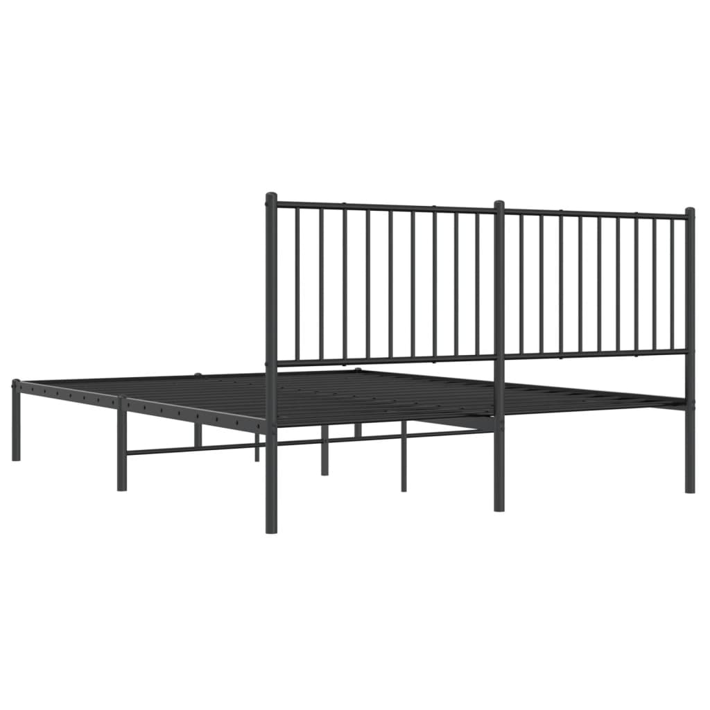 Sengeramme i metall med sengegavl svart 150x200 cm