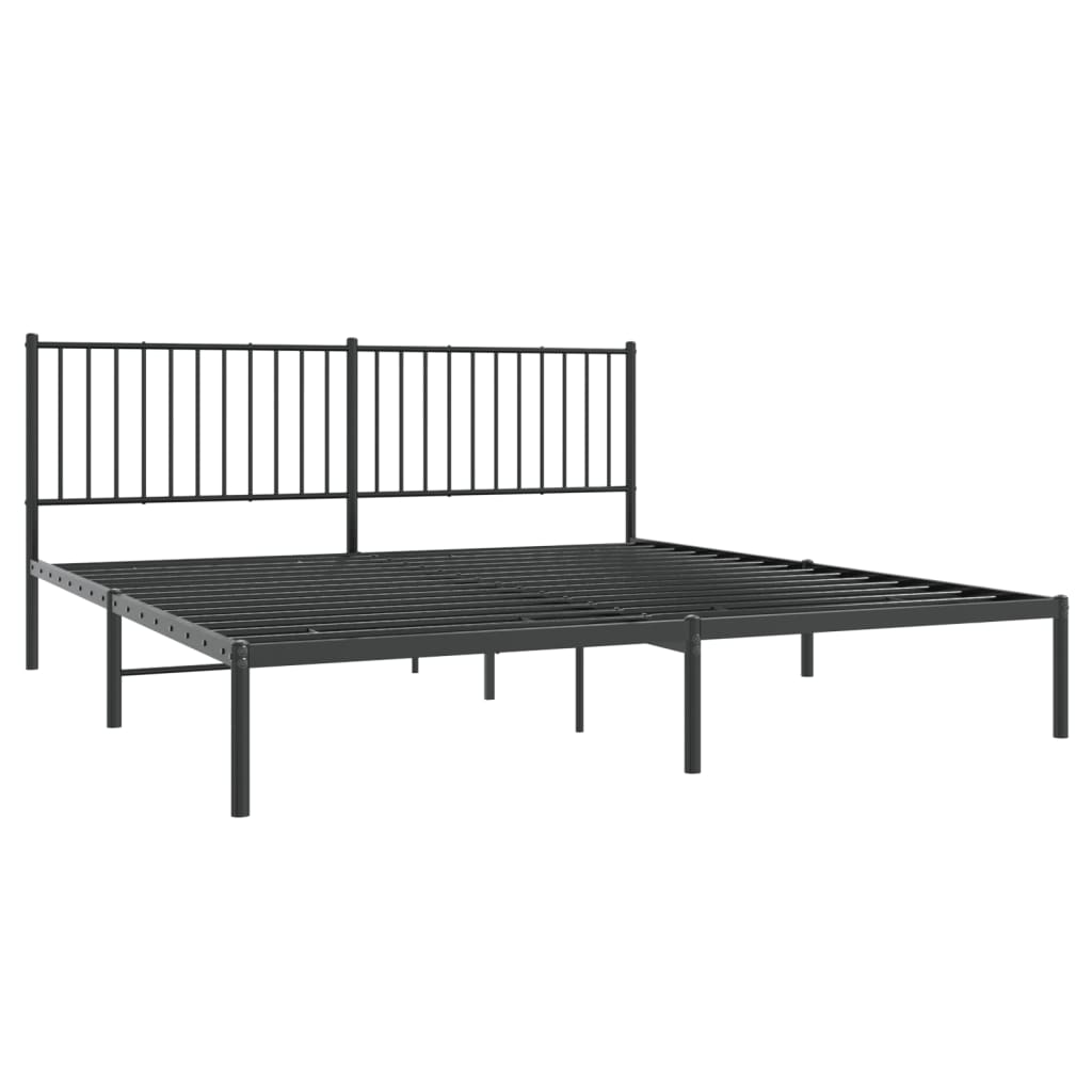 Sengeramme i metall med sengegavl svart 180x200 cm