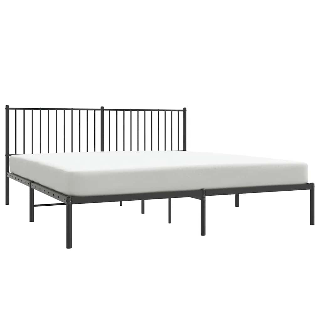 Sengeramme i metall med sengegavl svart 183x213 cm