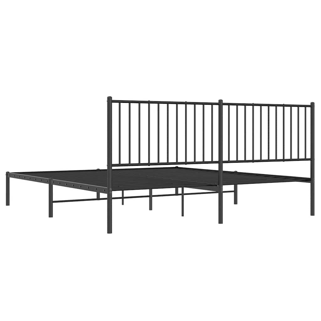 Sengeramme i metall med sengegavl svart 183x213 cm
