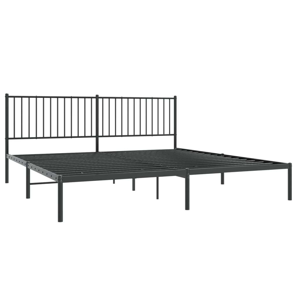 Sengeramme i metall med sengegavl svart 193x203 cm