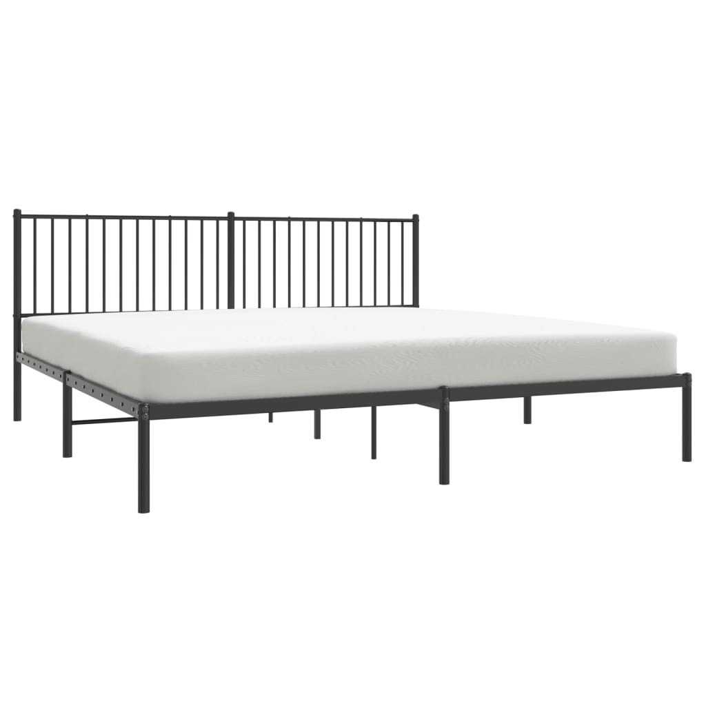Sengeramme i metall med sengegavl svart 193x203 cm