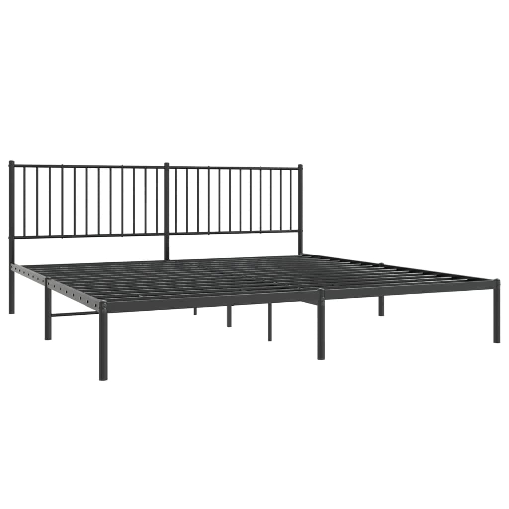 Sengeramme i metall med sengegavl svart 200x200 cm