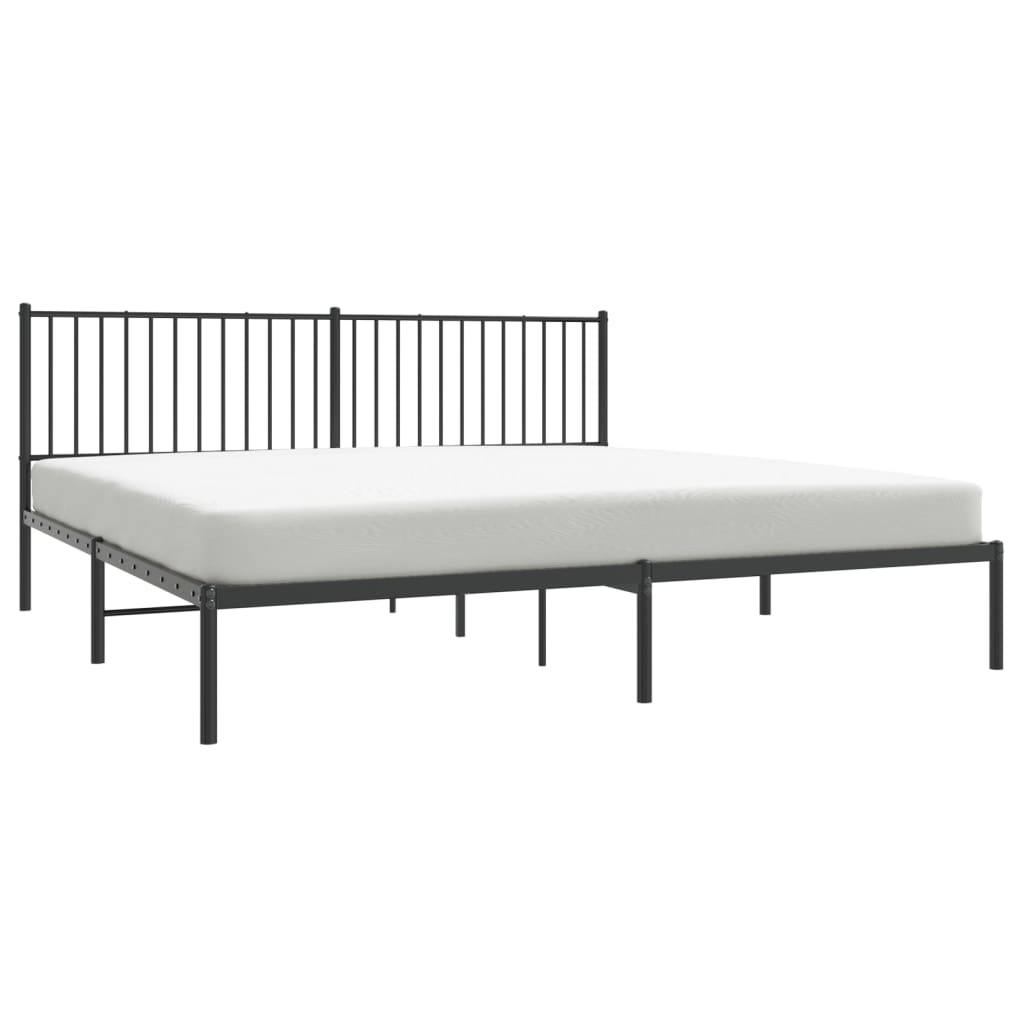 Sengeramme i metall med sengegavl svart 200x200 cm