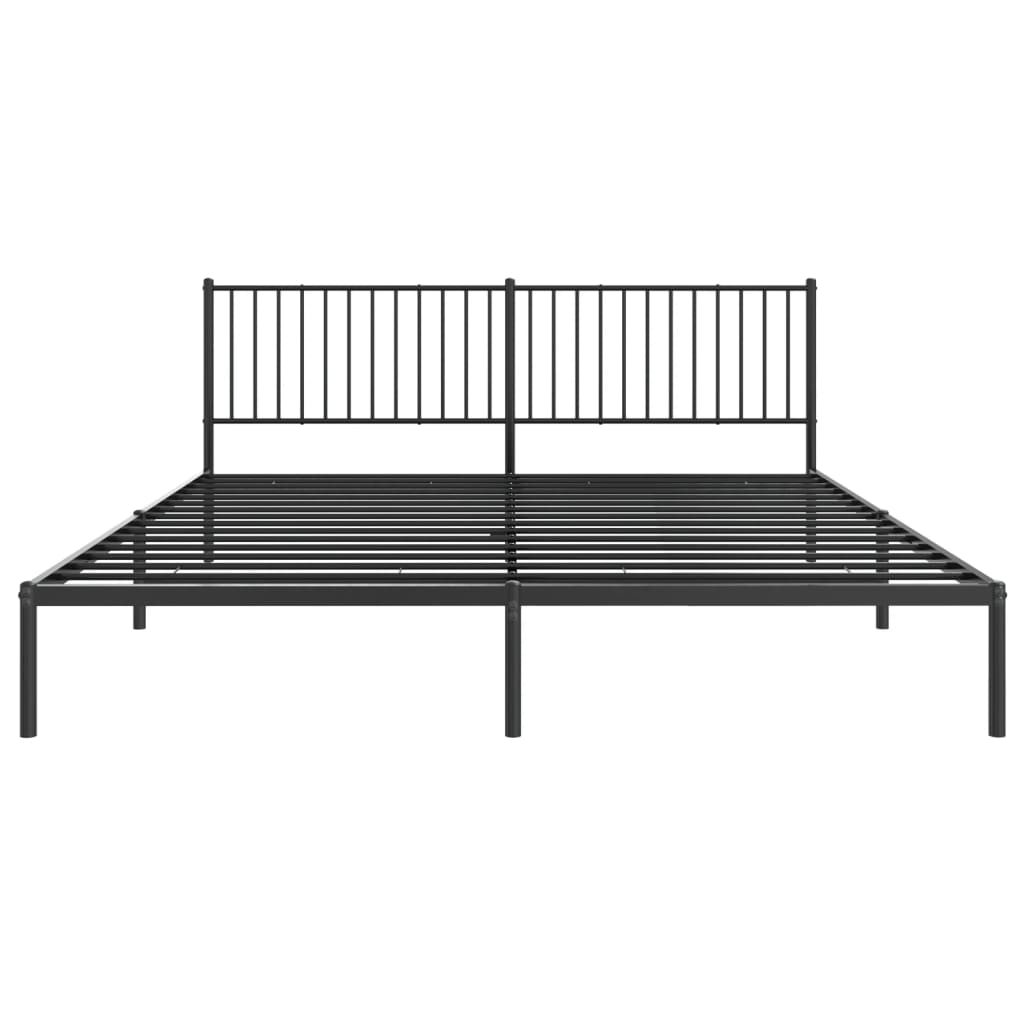 Sengeramme i metall med sengegavl svart 200x200 cm