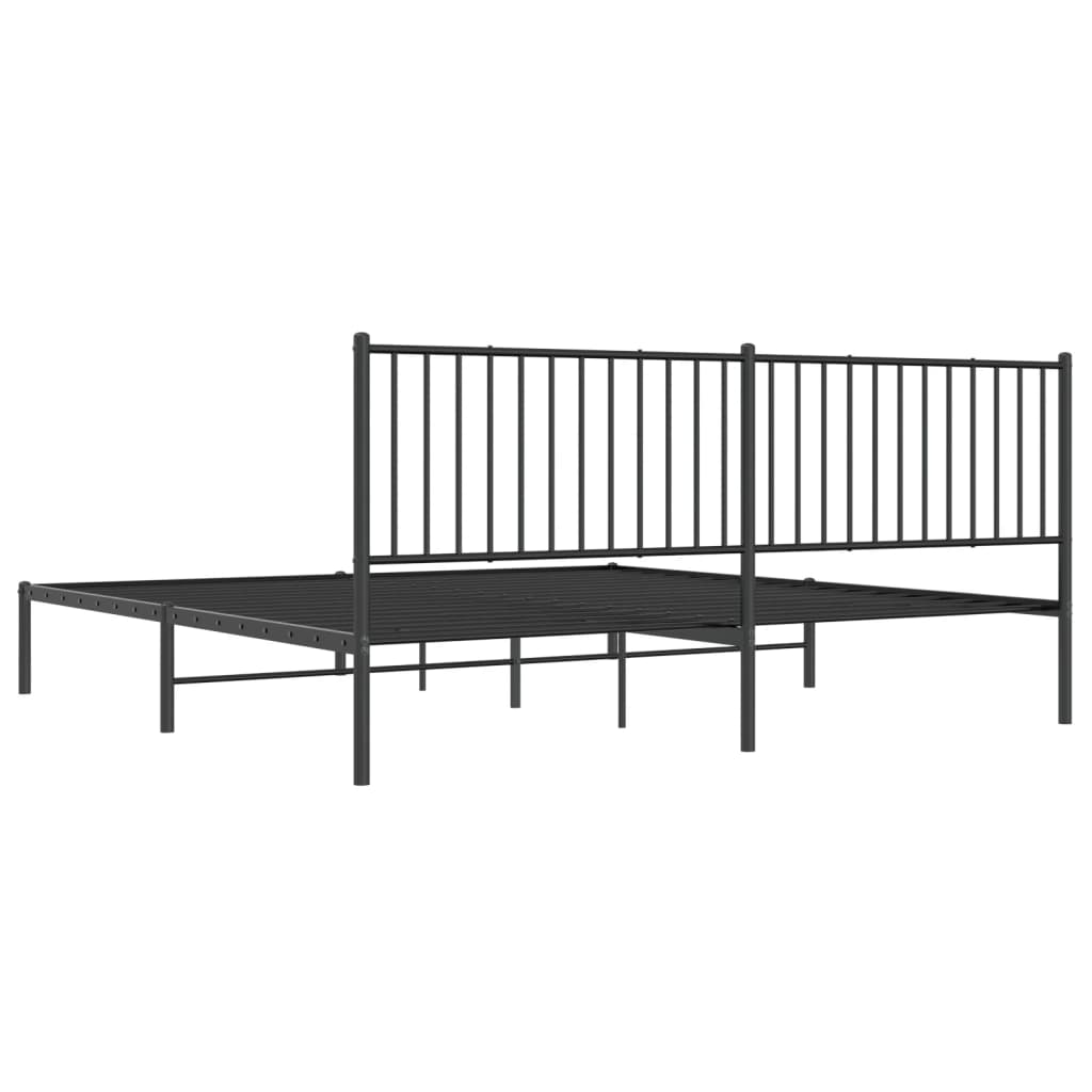 Sengeramme i metall med sengegavl svart 200x200 cm