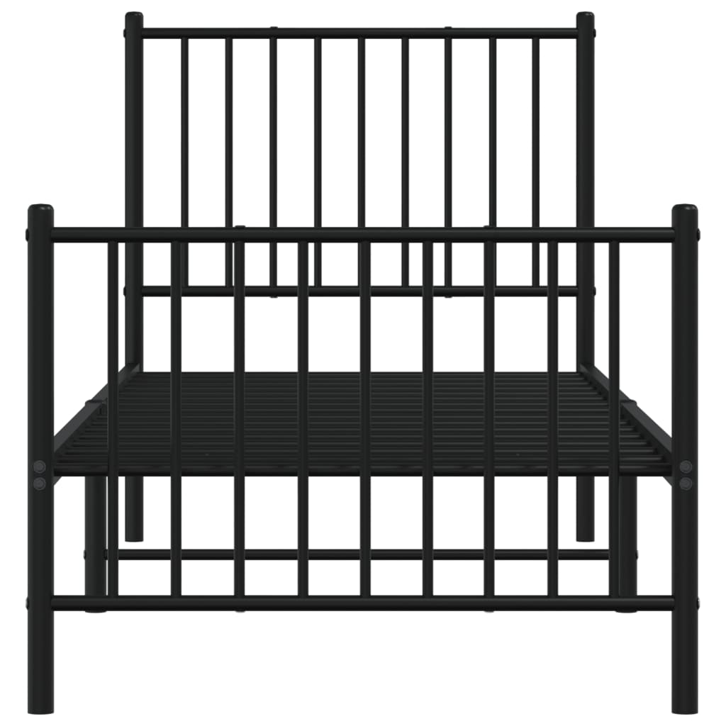 Sengeramme i metall med hode- og fotgavl svart 75x190 cm