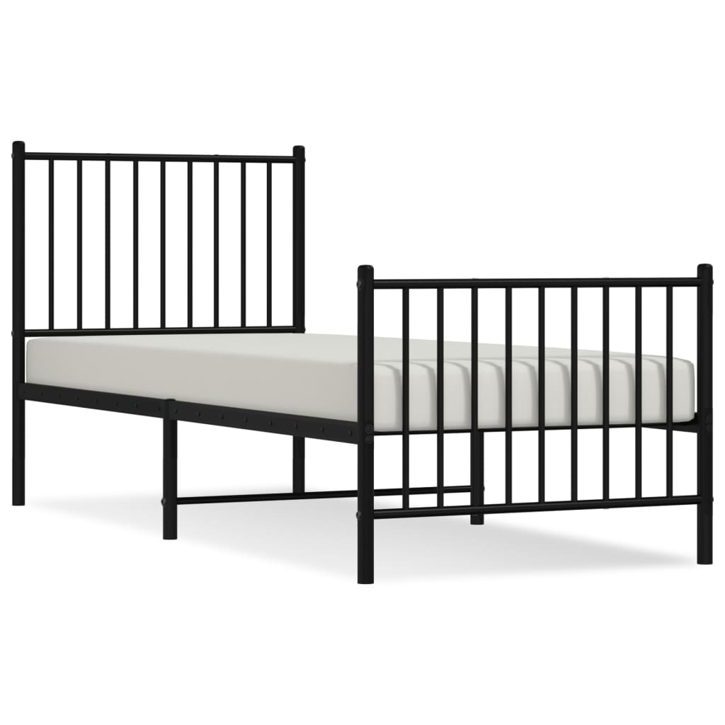 Sengeramme i metall med hode- og fotgavl svart 80x200 cm