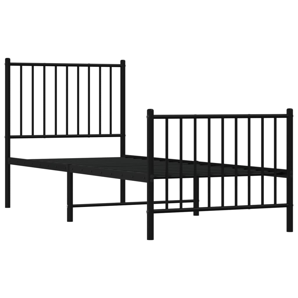 Sengeramme i metall med hode- og fotgavl svart 80x200 cm