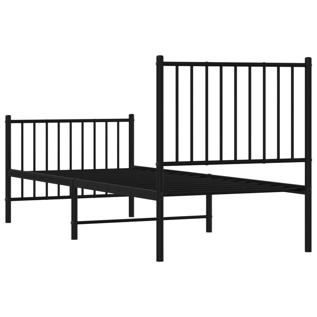 Sengeramme i metall med hode- og fotgavl svart 80x200 cm