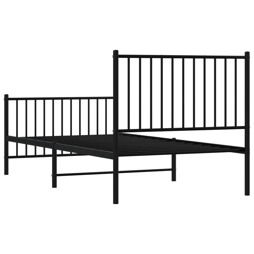 Sengeramme i metall med hode- og fotgavl svart 90x190 cm