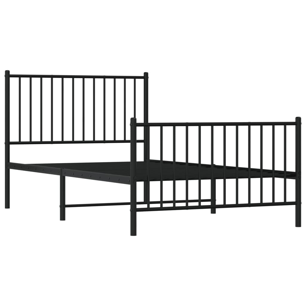 Sengeramme i metall med hode- og fotgavl svart 100x190 cm