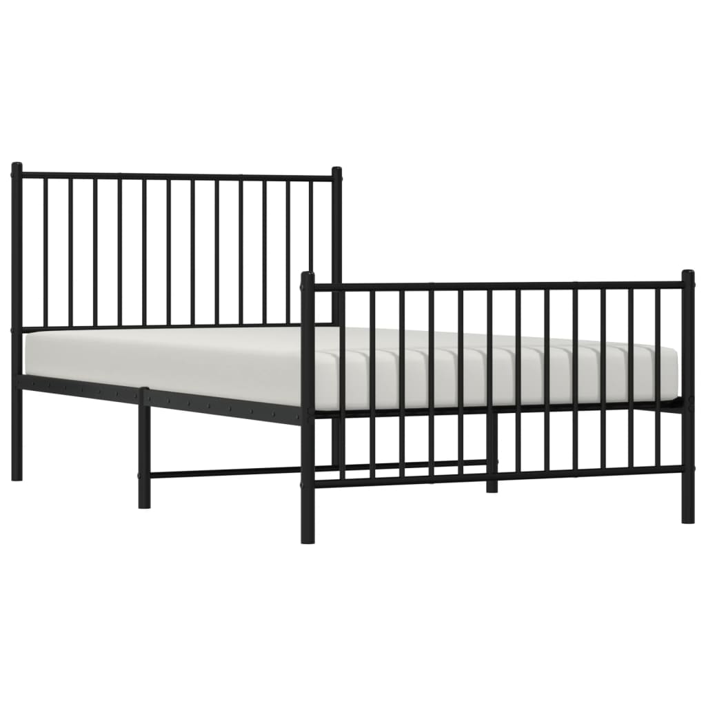 Sengeramme i metall med hode- og fotgavl svart 100x190 cm