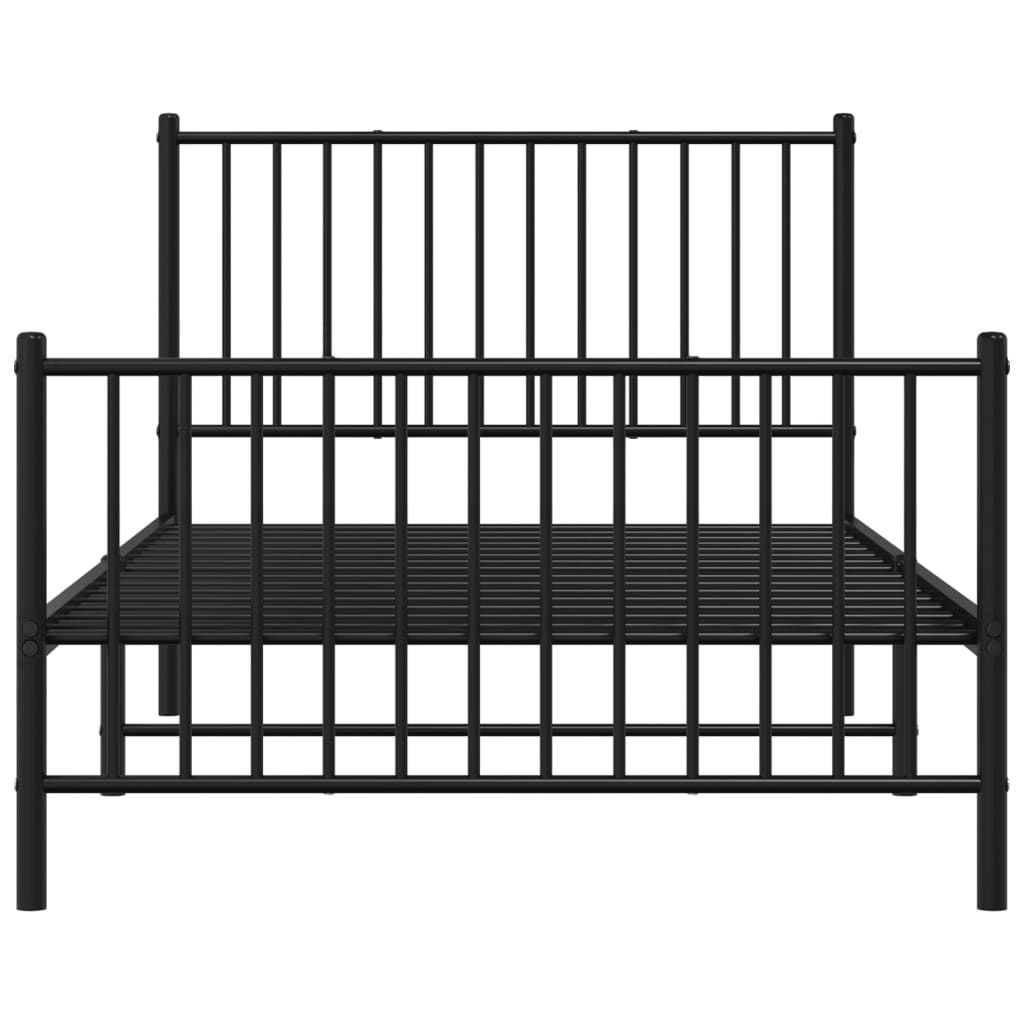 Sengeramme i metall med hode- og fotgavl svart 100x190 cm