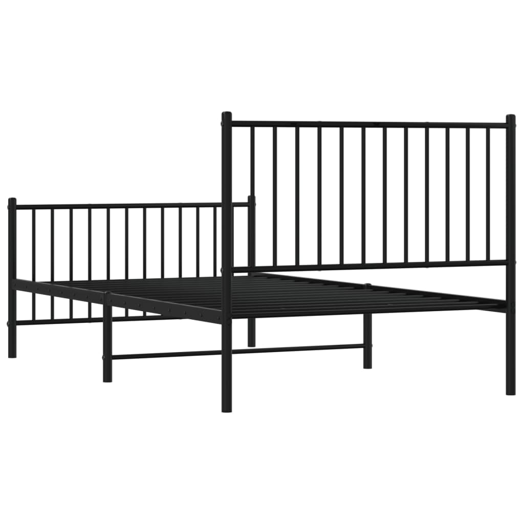 Sengeramme i metall med hode- og fotgavl svart 100x190 cm