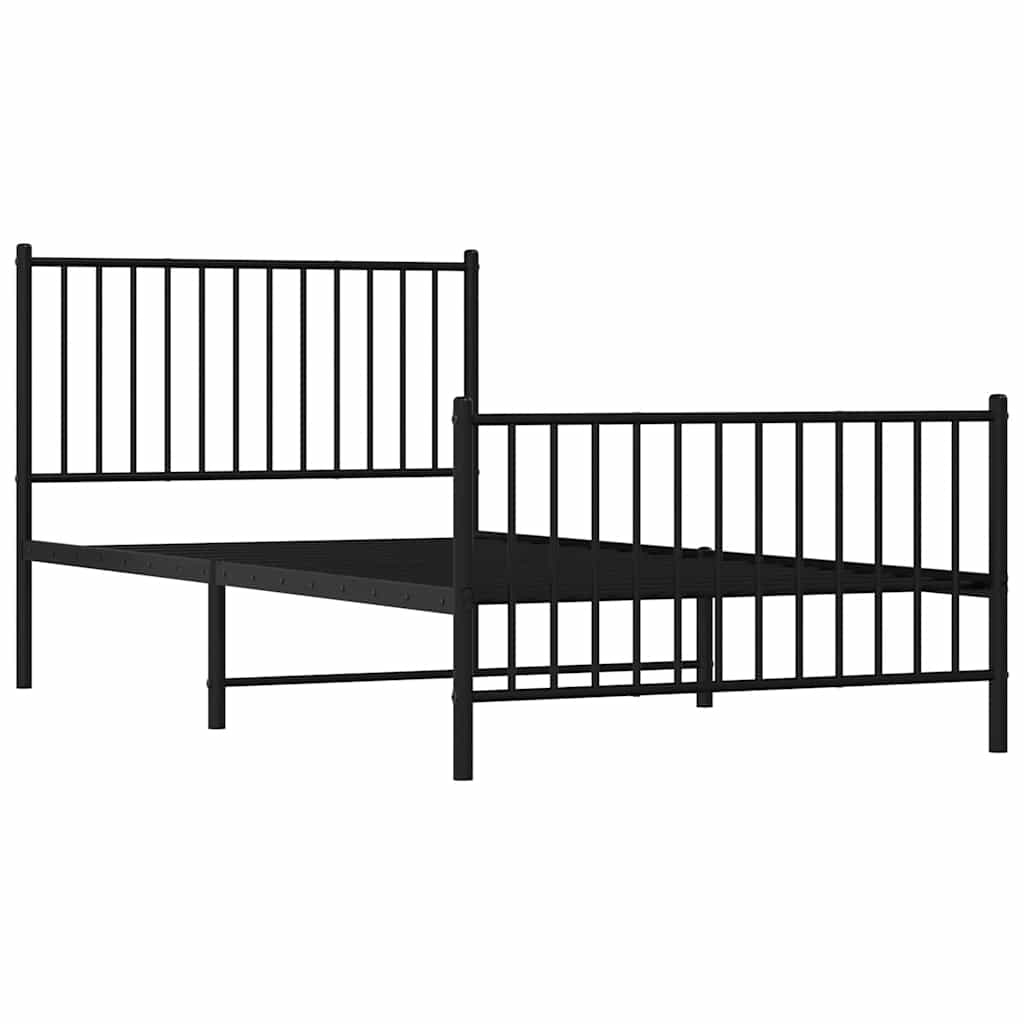 Sengeramme i metall med hode- og fotgavl svart 100x200 cm