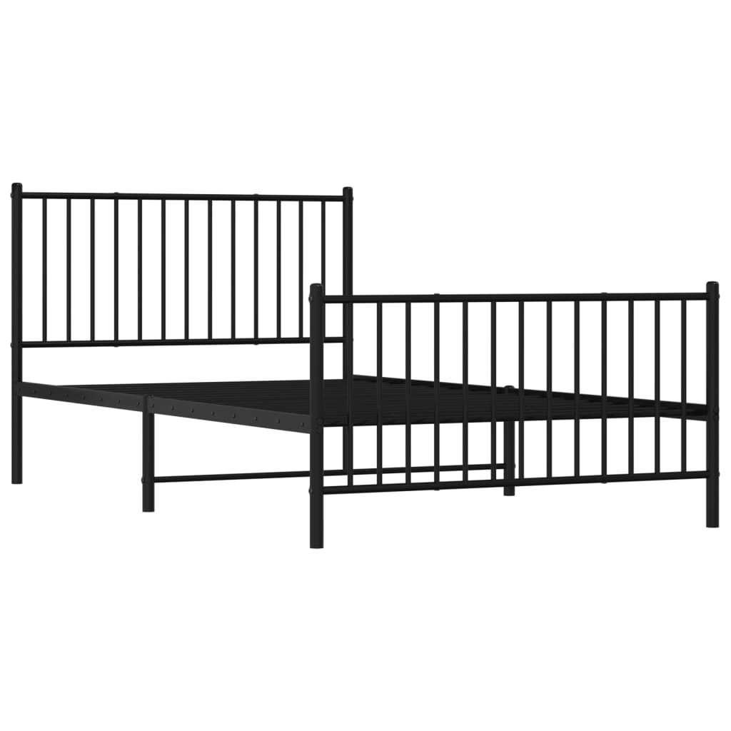 Sengeramme i metall med hode- og fotgavl svart 107x203 cm
