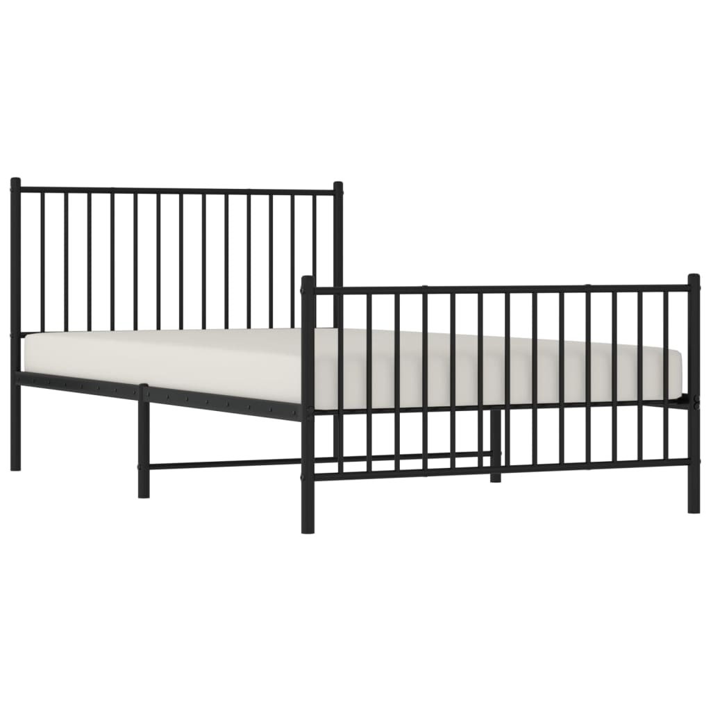 Sengeramme i metall med hode- og fotgavl svart 107x203 cm