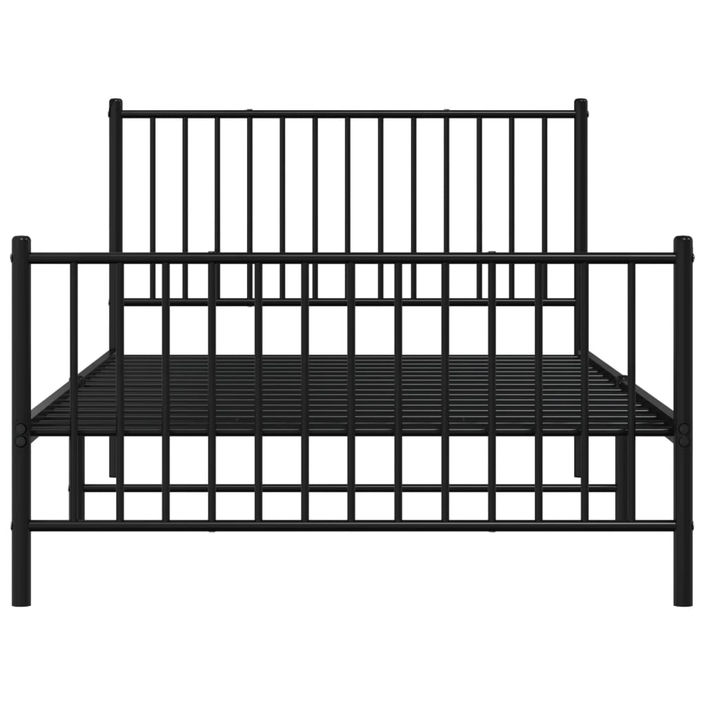 Sengeramme i metall med hode- og fotgavl svart 107x203 cm
