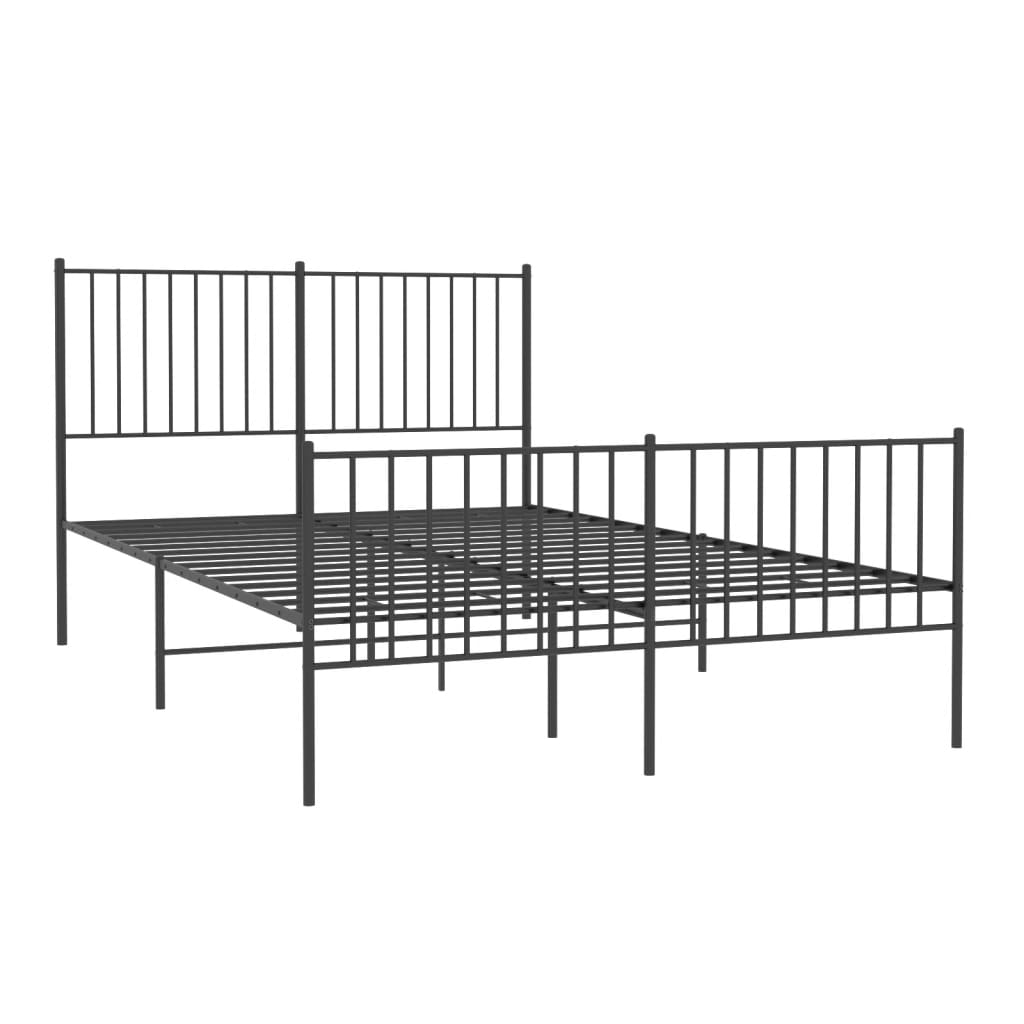 Sengeramme i metall med hode- og fotgavl svart 140x190 cm