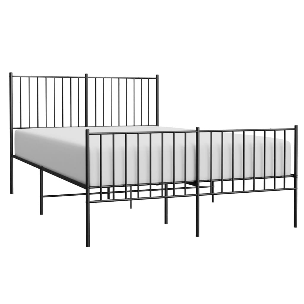 Sengeramme i metall med hode- og fotgavl svart 140x190 cm
