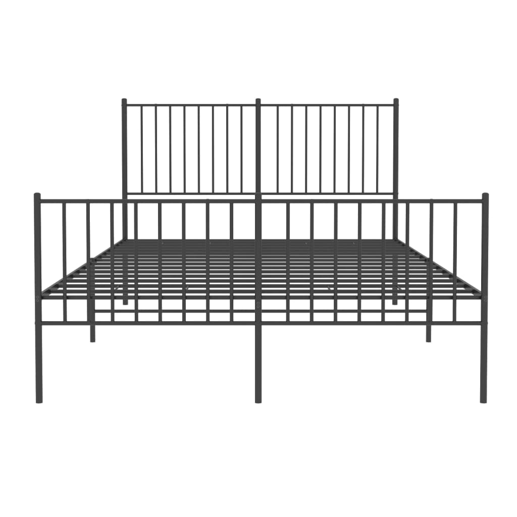 Sengeramme i metall med hode- og fotgavl svart 140x200 cm