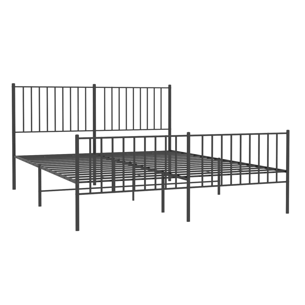 Sengeramme i metall uten madrass med fotgavl svart 160x200 cm