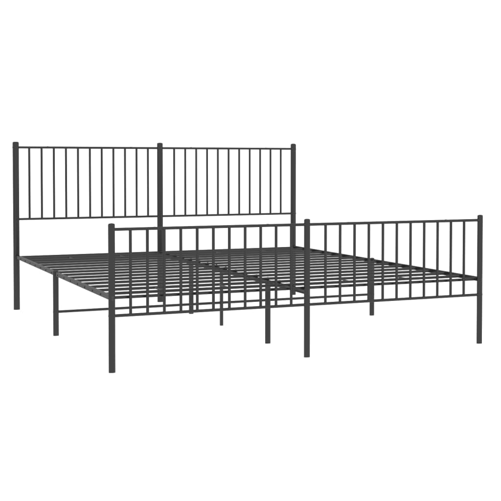 Sengeramme i metall uten madrass med fotgavl svart 180x200 cm