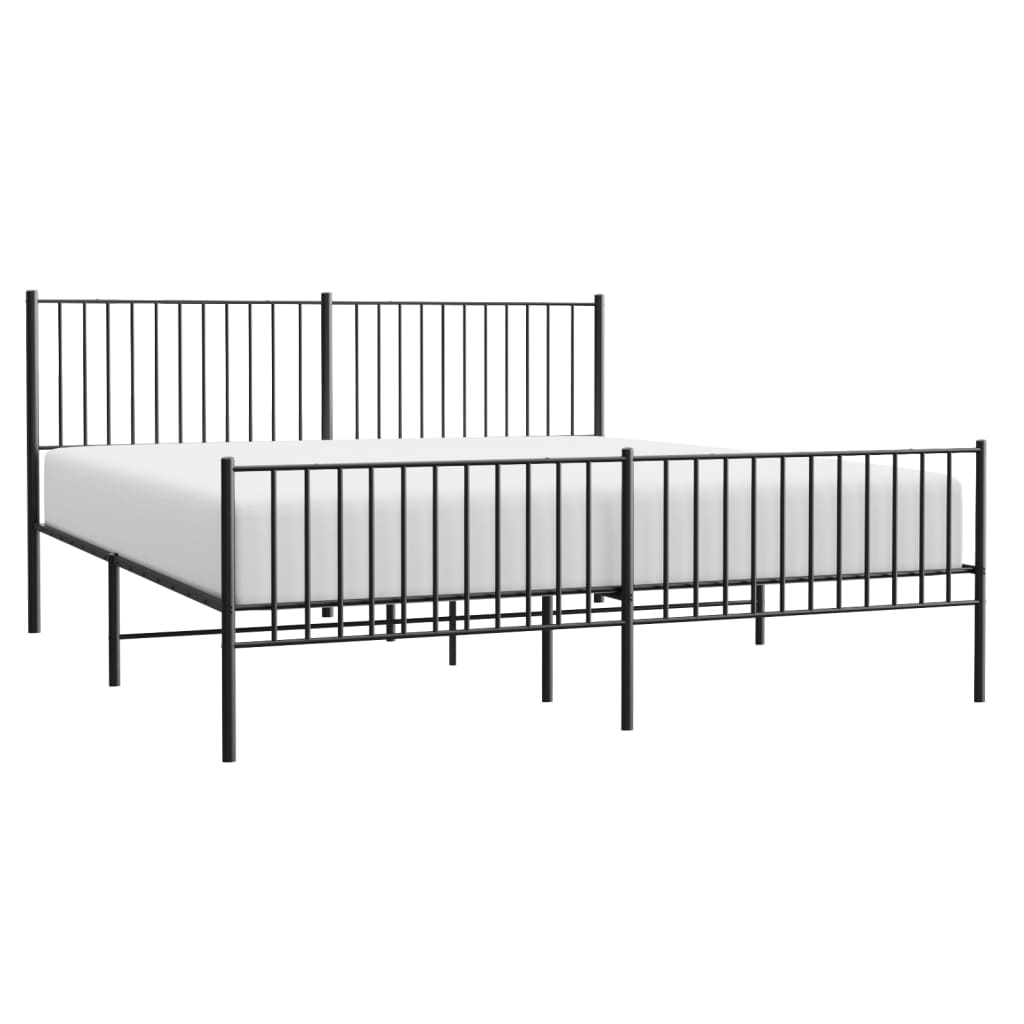 Sengeramme i metall uten madrass med fotgavl svart 180x200 cm