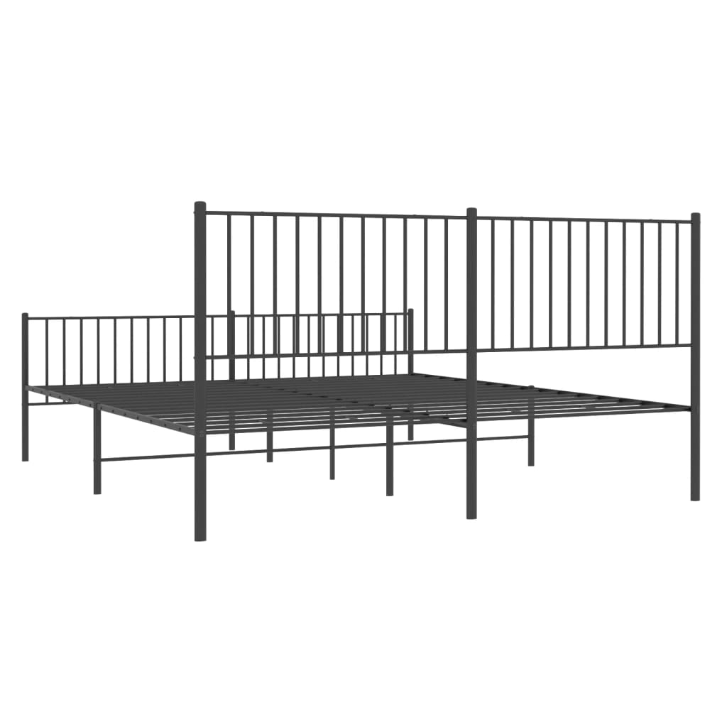 Sengeramme i metall uten madrass med fotgavl svart 180x200 cm