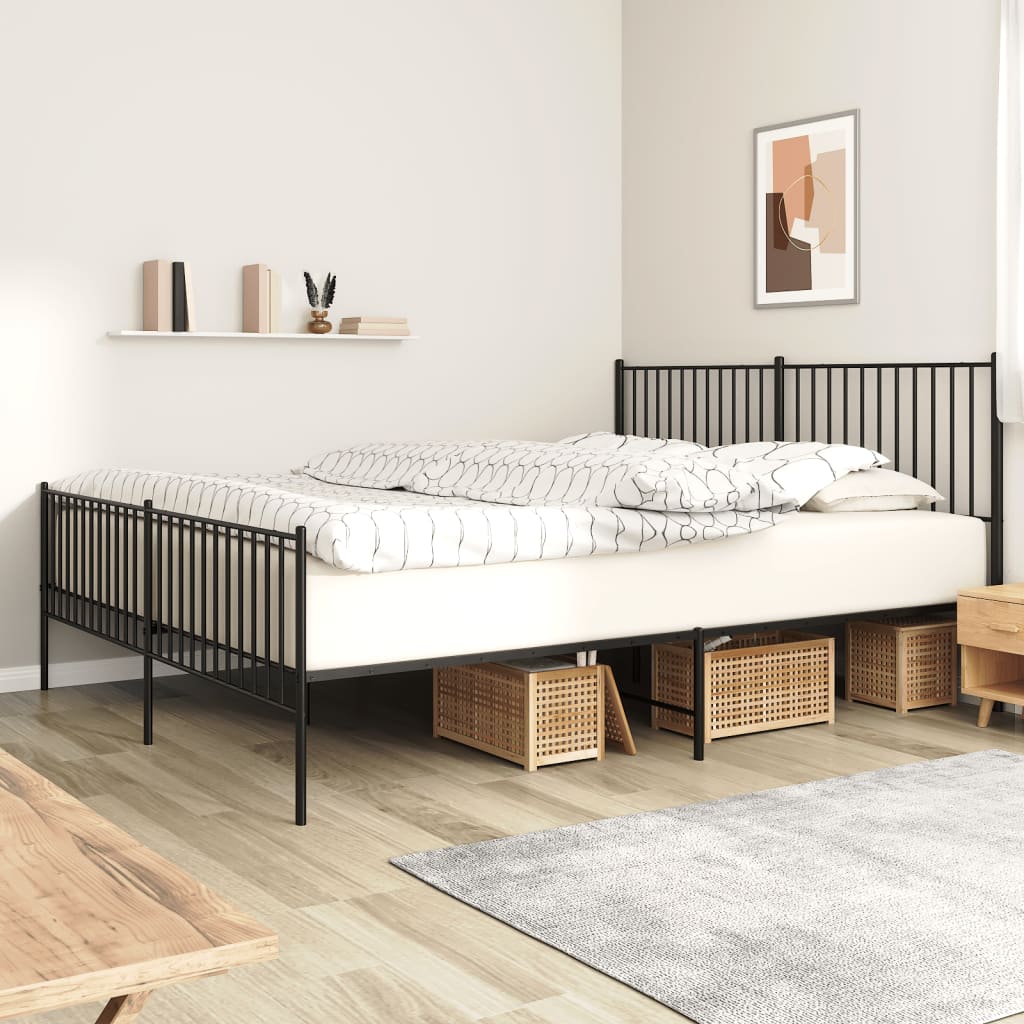 Sengeramme i metall uten madrass med fotgavl svart 180x200 cm