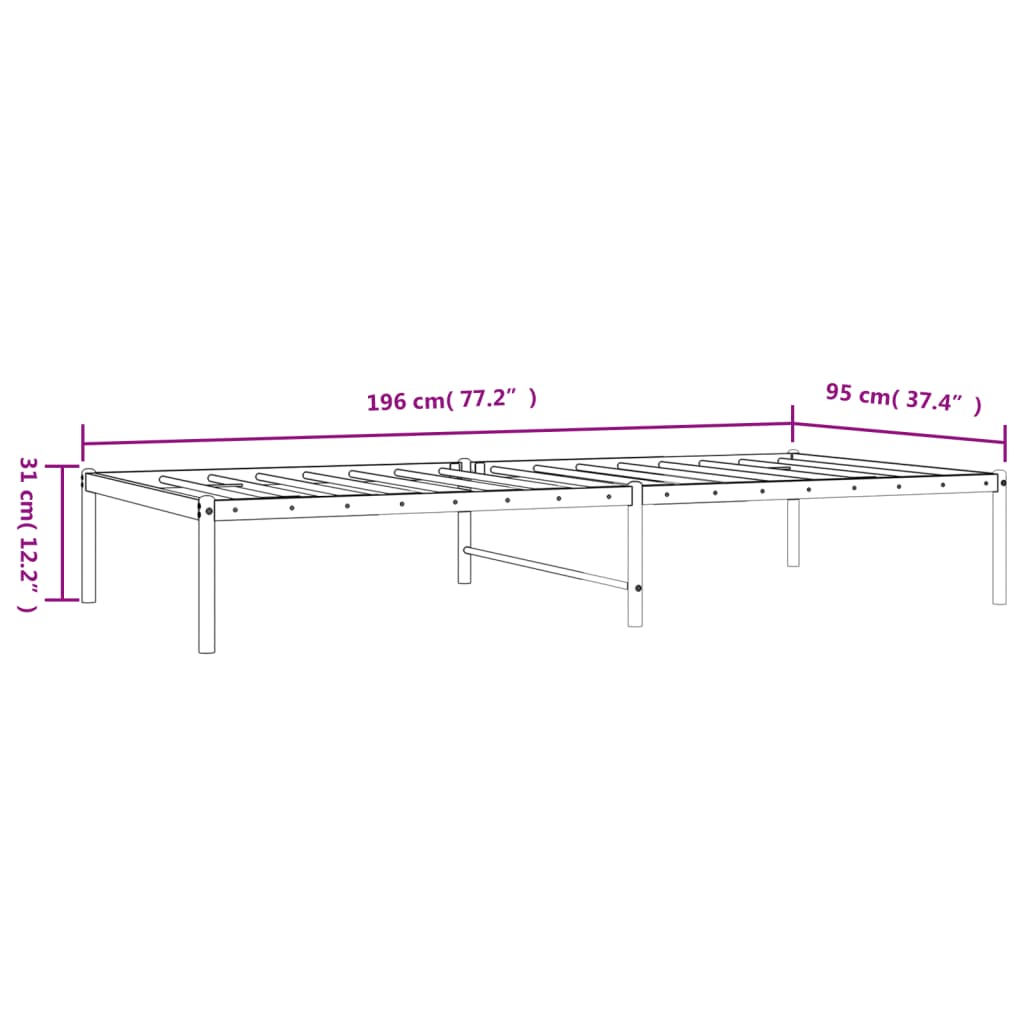 Sengeramme i metall hvit 90x190 cm