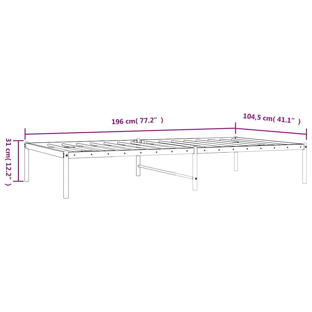 Sengeramme i metall hvit 100x190 cm