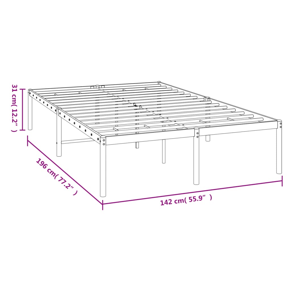 Sengeramme i metall hvit 135x190 cm