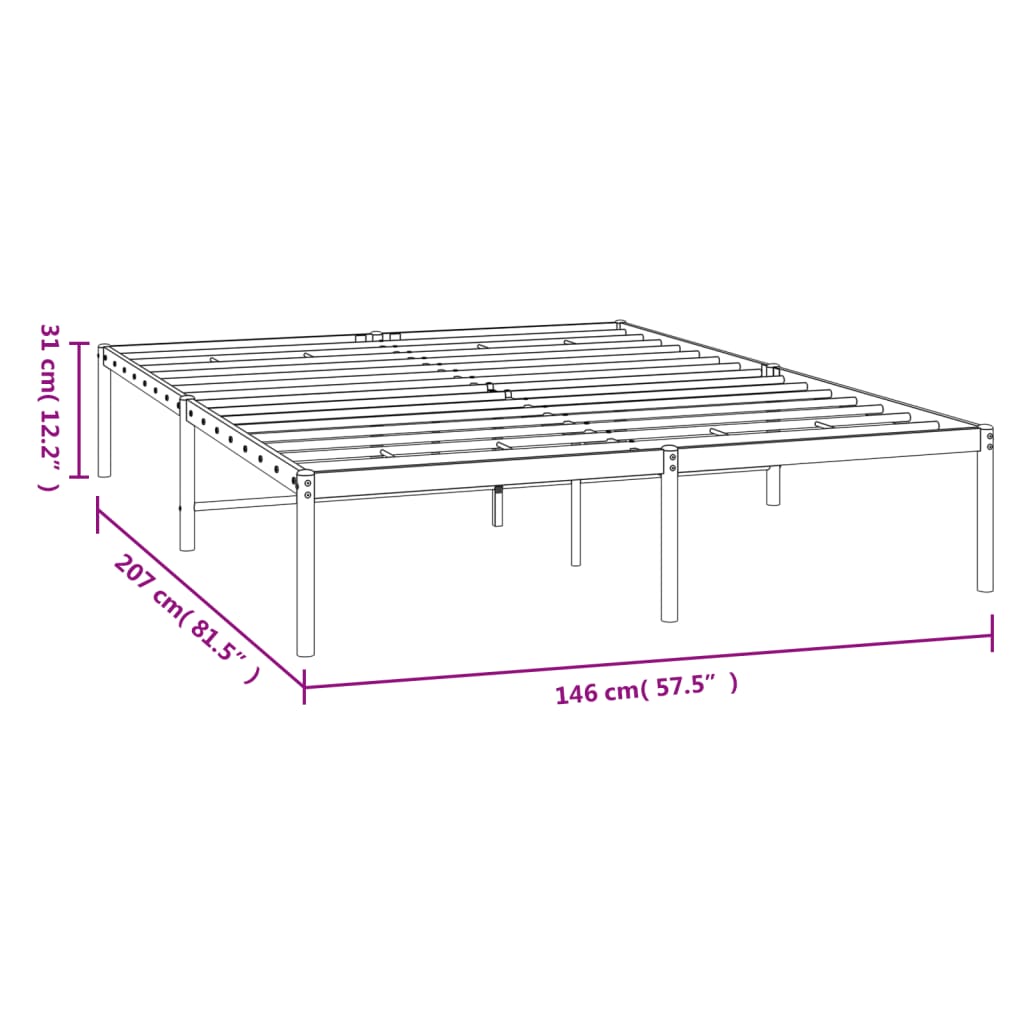 Sengeramme i metall hvit 140x200 cm