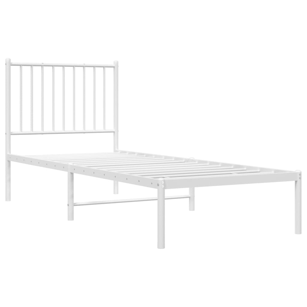 Sengeramme i metall med hodegavl hvit 75x190 cm