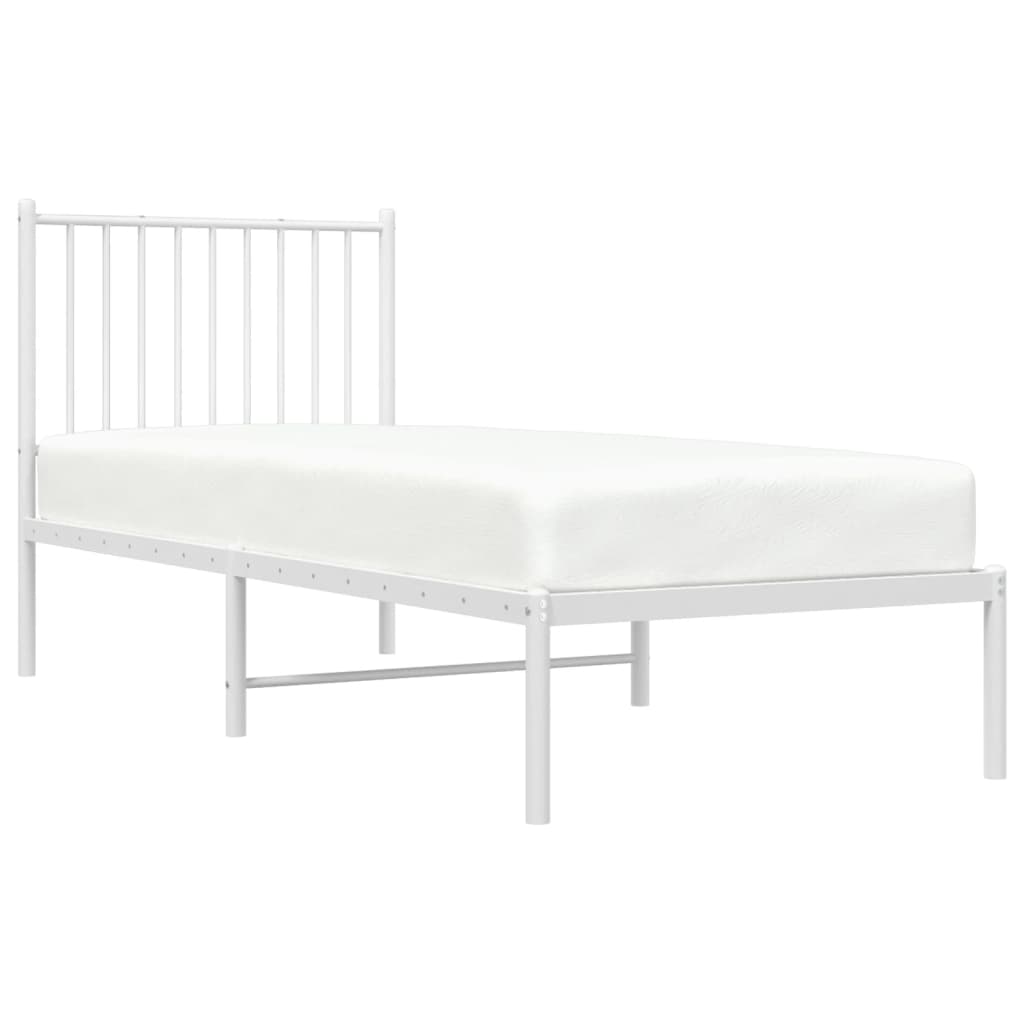 Sengeramme i metall med hodegavl hvit 75x190 cm