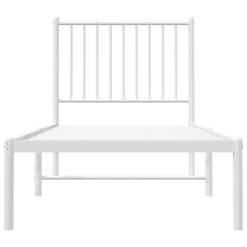 Sengeramme i metall med hodegavl hvit 75x190 cm