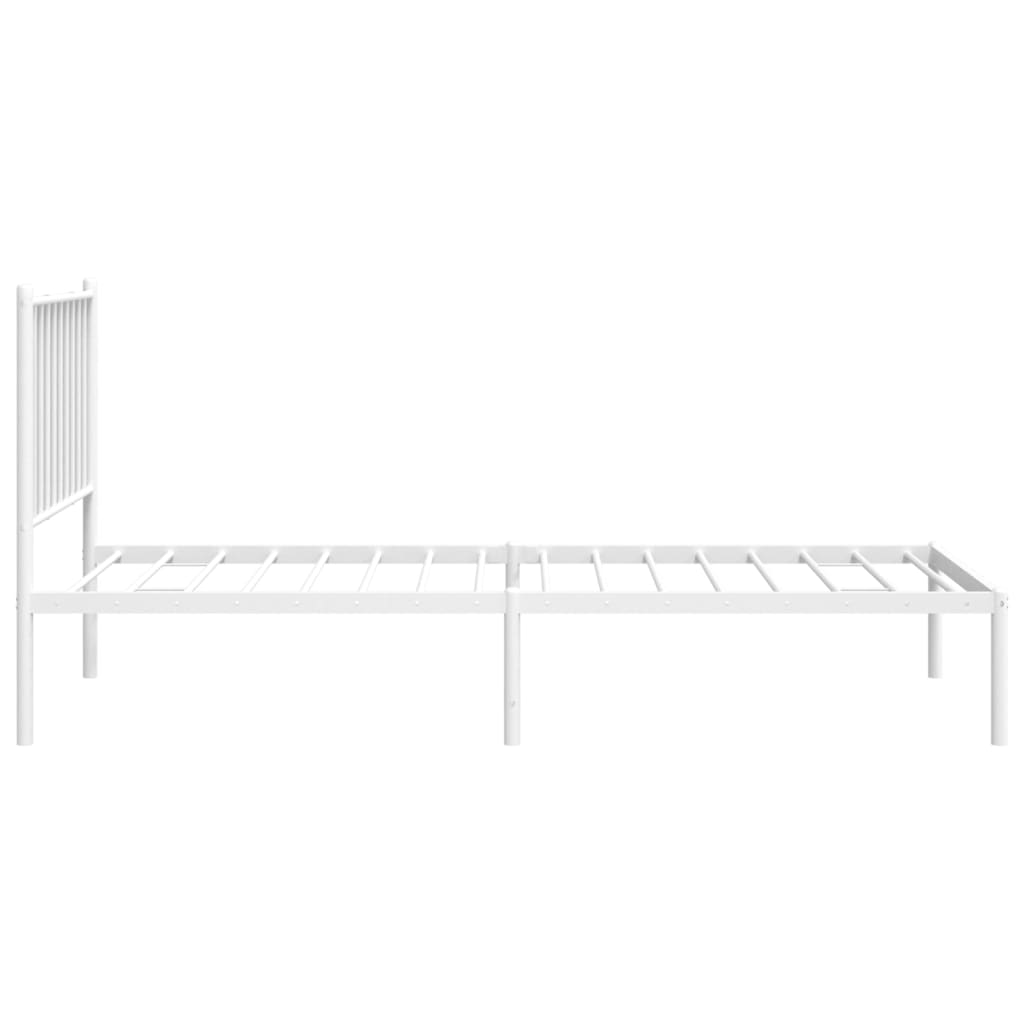 Sengeramme i metall med hodegavl hvit 75x190 cm