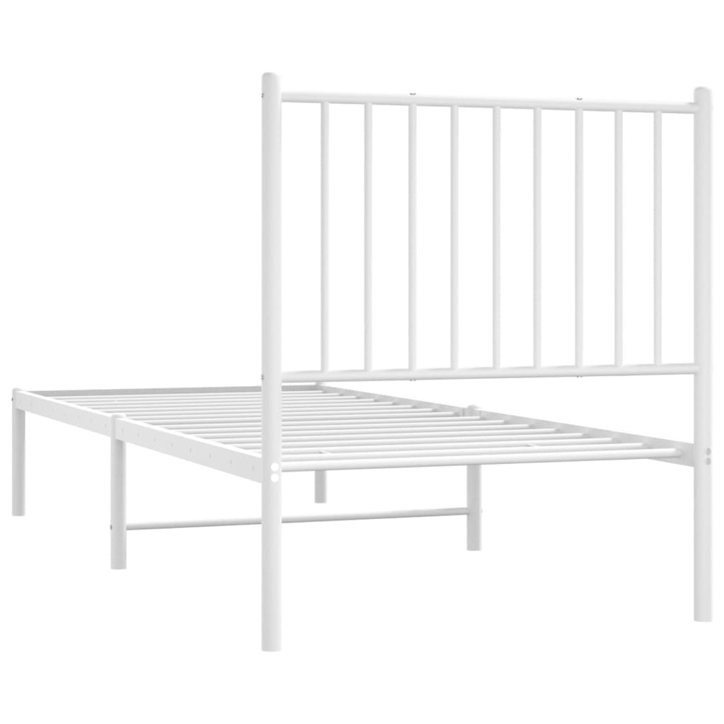 Sengeramme i metall med hodegavl hvit 75x190 cm
