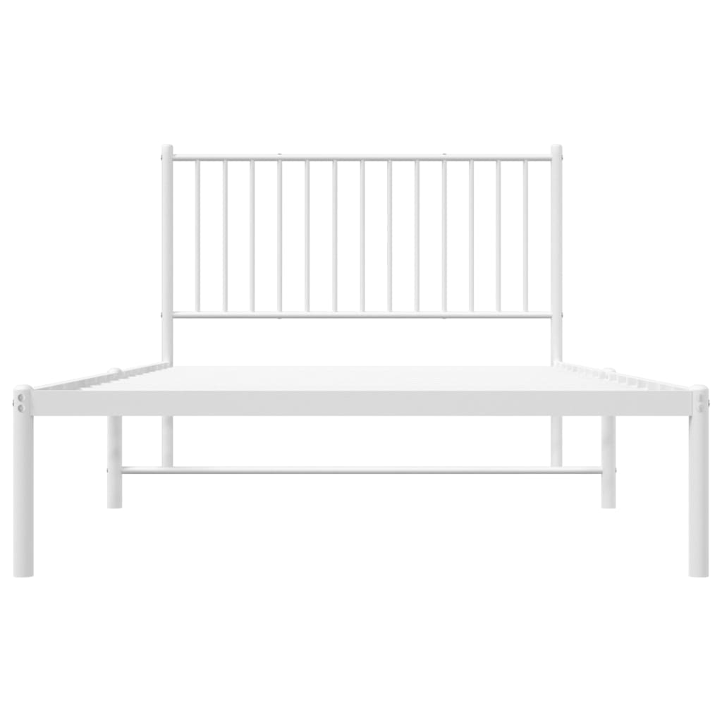 Sengeramme i metall med hodegavl hvit 107x203 cm