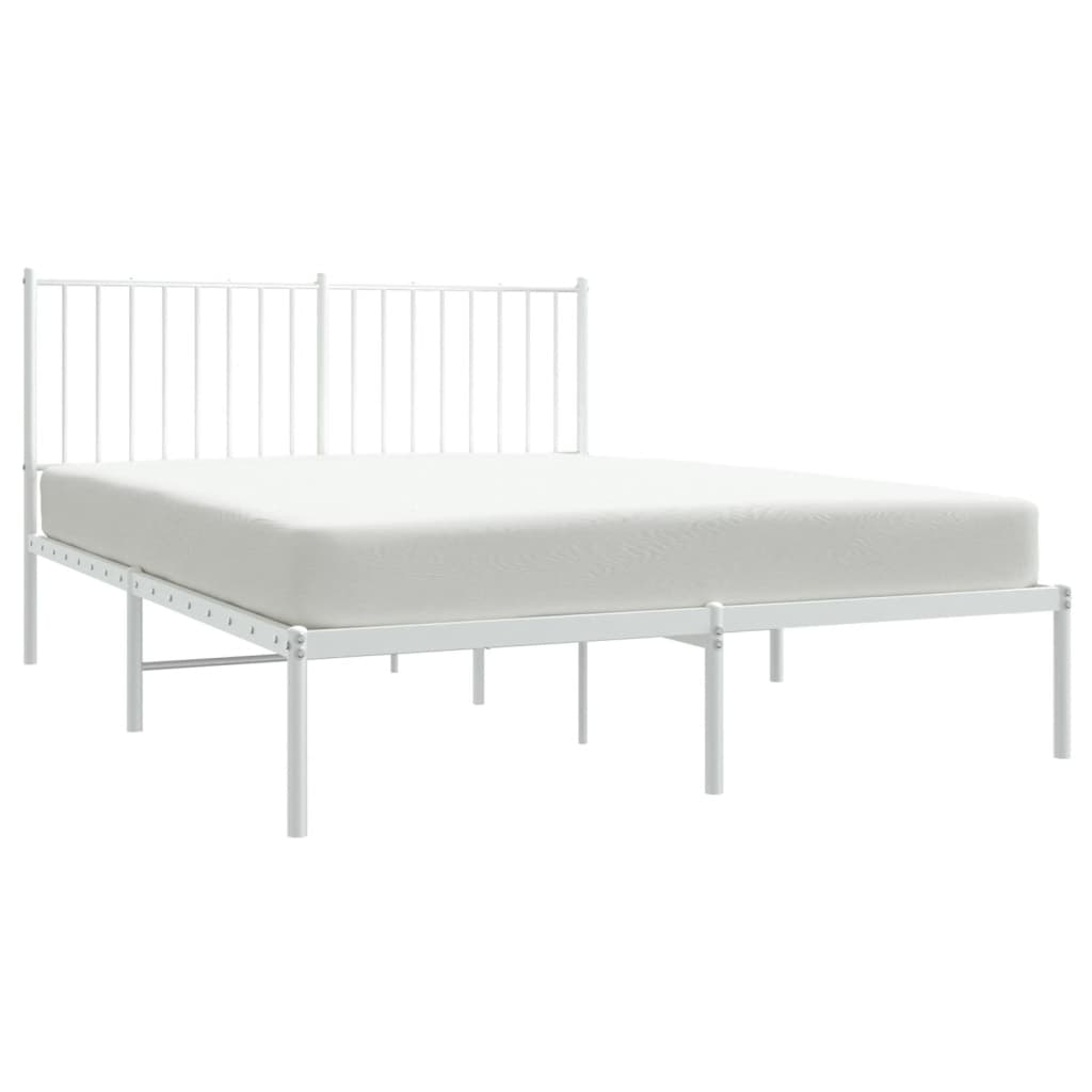 Sengeramme i metall med hodegavl hvit 140x190 cm