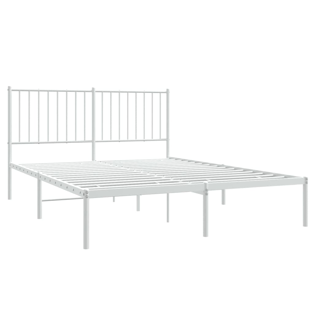 Sengeramme i metall med hodegavl hvit 140x200 cm