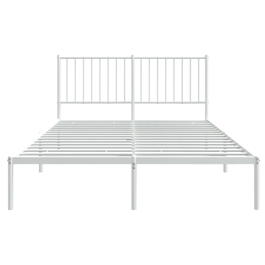 Sengeramme i metall med hodegavl hvit 140x200 cm