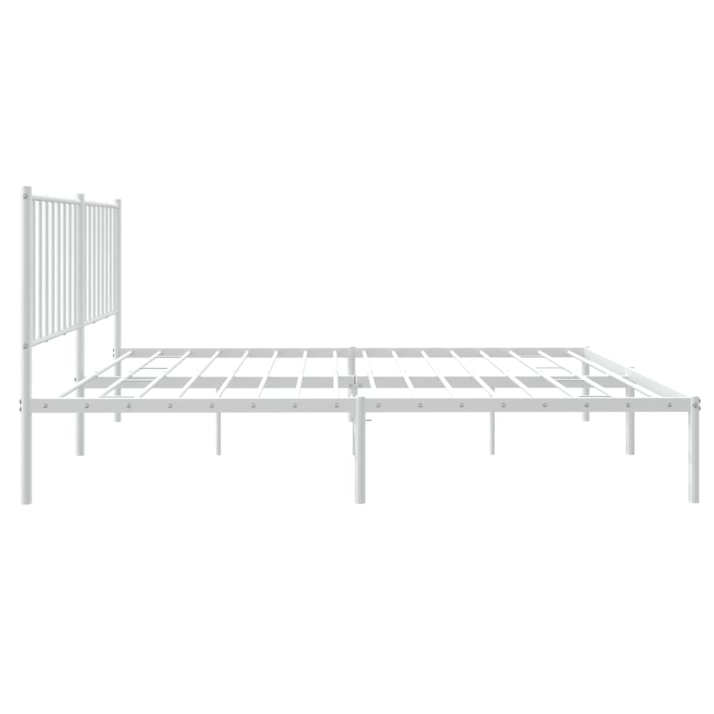 Sengeramme i metall med hodegavl hvit 140x200 cm