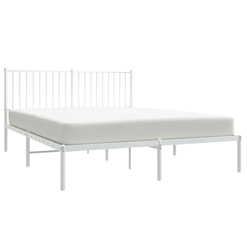 Sengeramme i metall med sengegavl hvit 150x200 cm