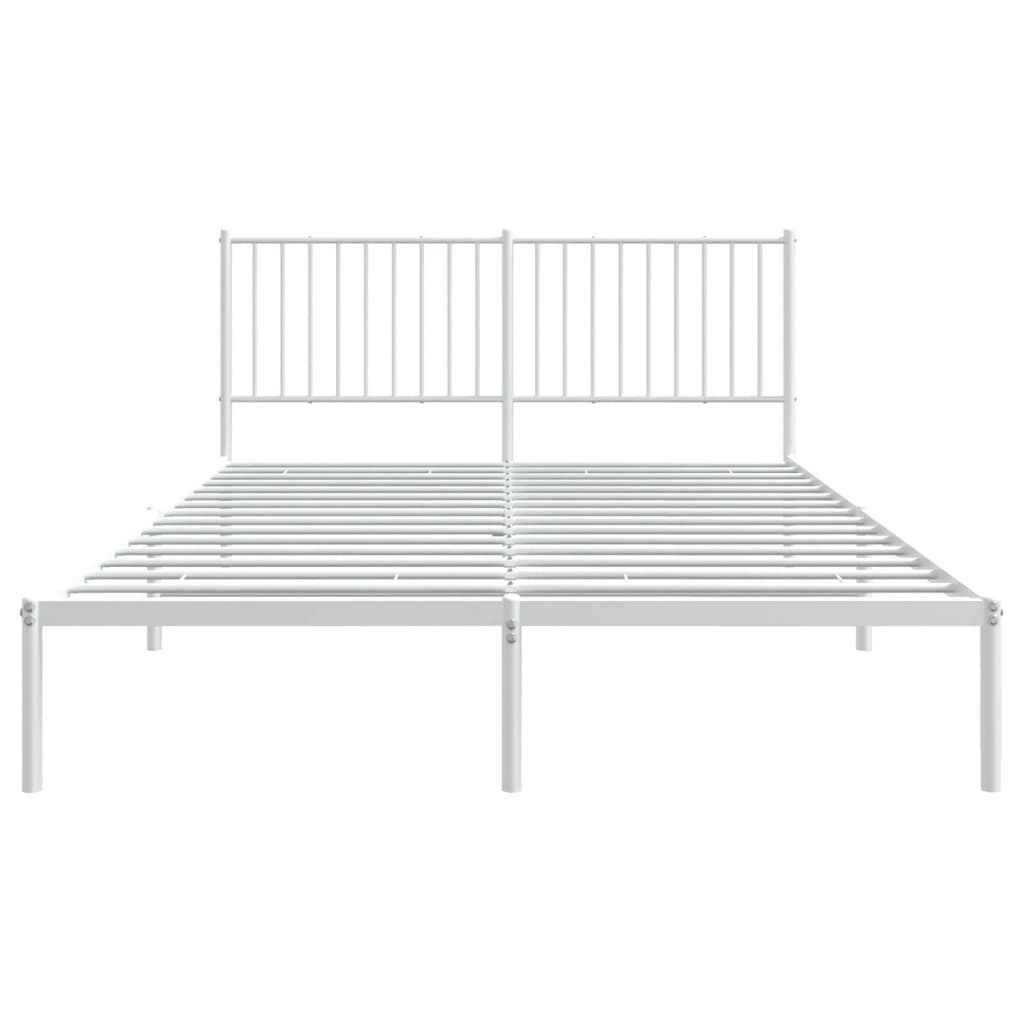 Sengeramme i metall med sengegavl hvit 150x200 cm