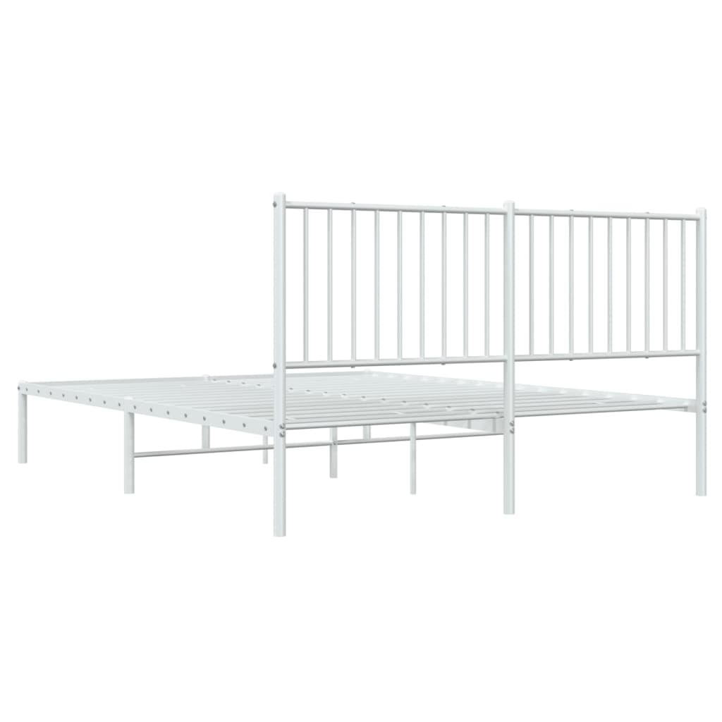 Sengeramme i metall med sengegavl hvit 150x200 cm